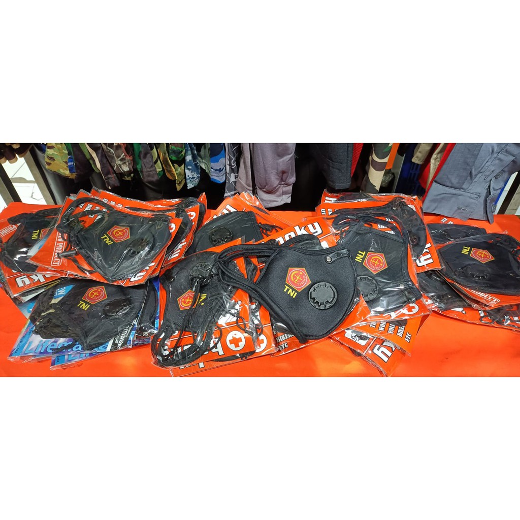 Masker TNI POLRI ventilator premium dengan karet hijab | Masker coroma | Masker TNI | masker POLRI