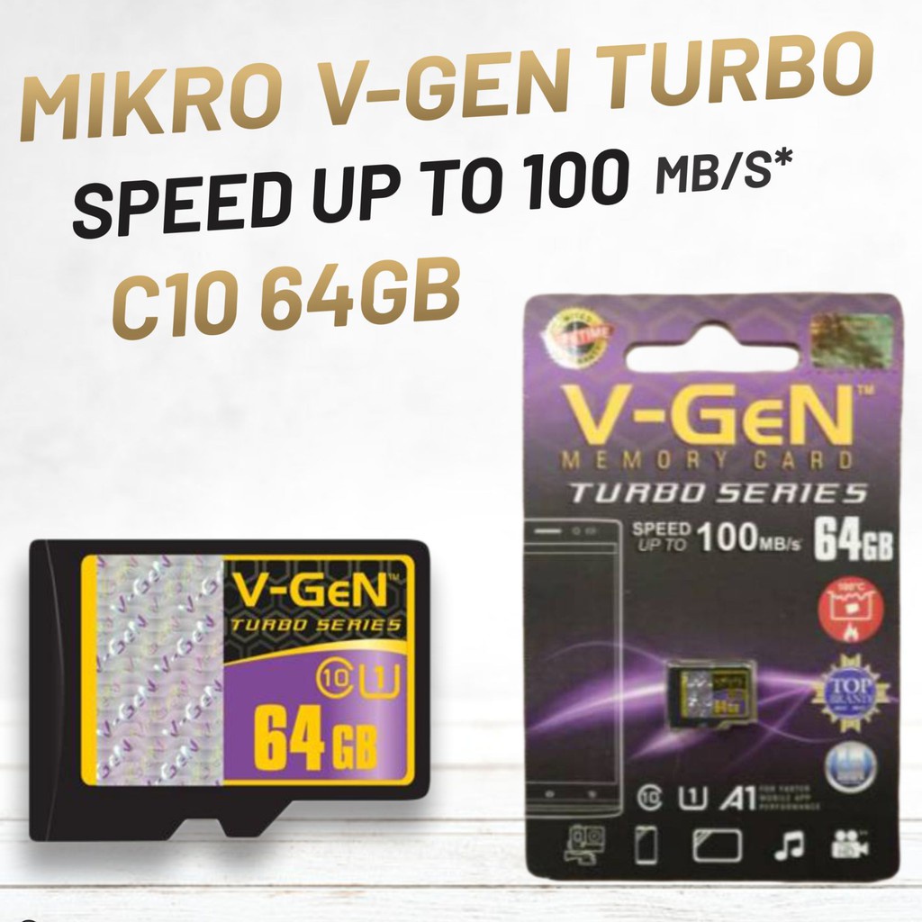 Memori Vgen Class 10 64Gb micro sd card  memory HP V-Gen Original