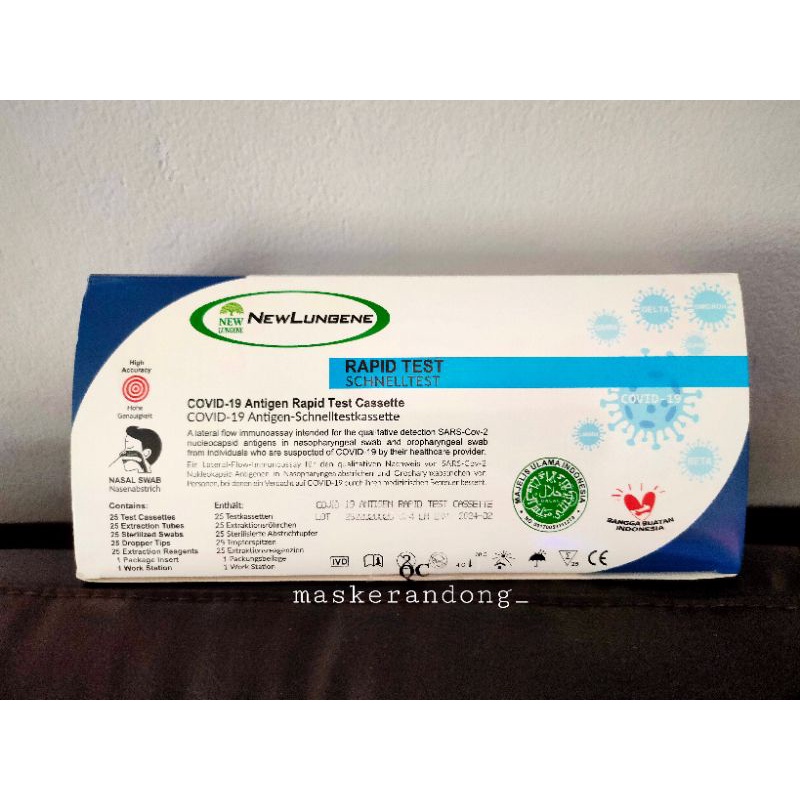New Lungene Biru Swab Rapid Test Antigen Kemenkes 1 Box Isi 25pcs