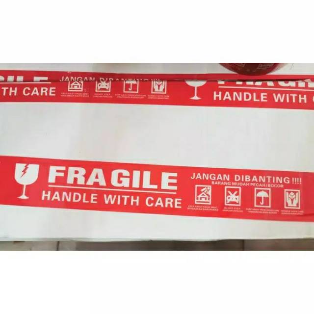 LAKBAN FRAGILE MERAH JANGAN DIBANTING LAKBAN PACKING PAKET PENGIRIMAN AMAN |3026