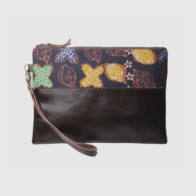 Pouch Kulit Clutch Kulit Souvenir Kulit Asli Pouch Kombinasi Batik Tas Batik Clutch Batik Souvenir K