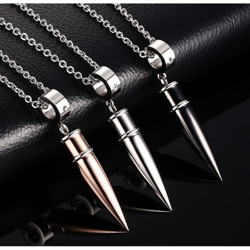 Kalung Cowok Pria bahan titanium cocok hadiah trend masa kini KC004 motif peluru