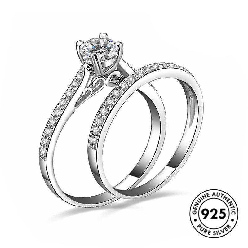 Cincin Sterling Silver 925 Simple Elegan Untuk Wanita / Pernikahan