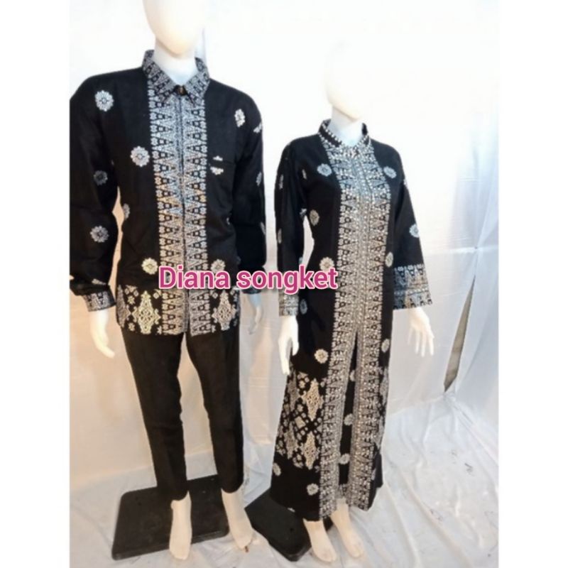 set gamis hitam silver/couple songket/ada juga baju anak2 (chat admin)