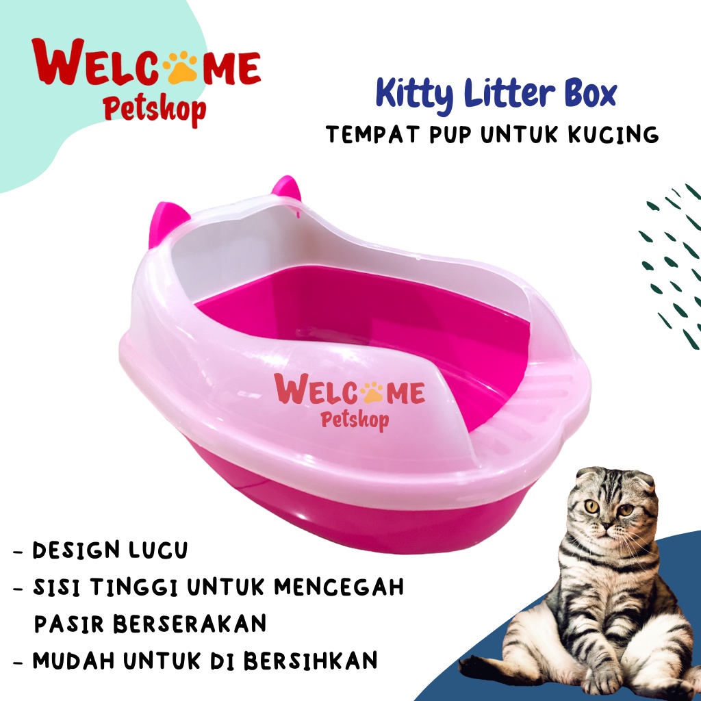 Kitty Litter Box Tempat Pup Kotoran Pipis Kucing Baskom Bak