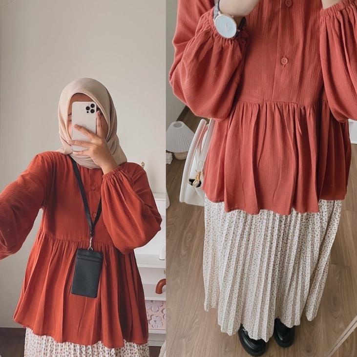 ☢ ARINA BLOUSE KATUN RAYON CRINKLE / BLOUSE MUSLIM WANITA チ