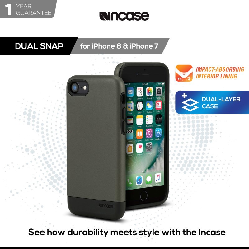 Incase Dual Snap case for    iPhone 7 & iPhone 8 - Black