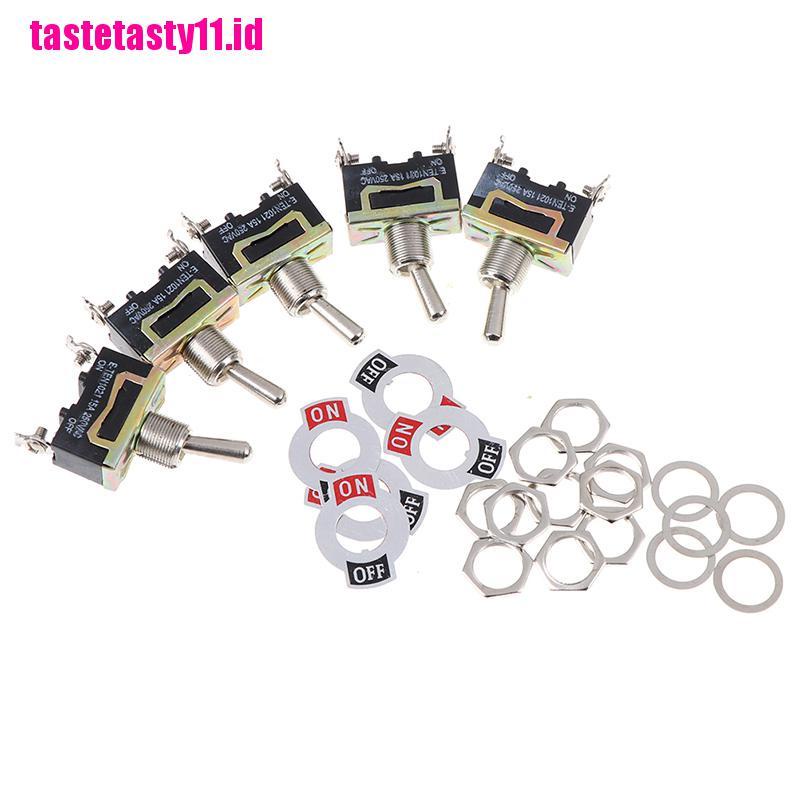 5 Pcs Toggle Rocker ON / OFF 15A 250V SPST 2 Pin Untuk Mobil Dan Perahu