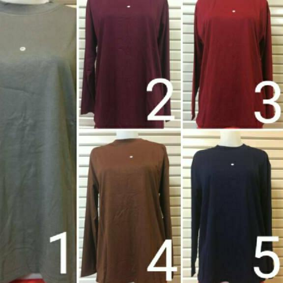 Kaos Manset Jumbo Pria Wanita / Dalaman Baju Muslim Atasan Premium Polos Lengan Panjang Hijab XXXL