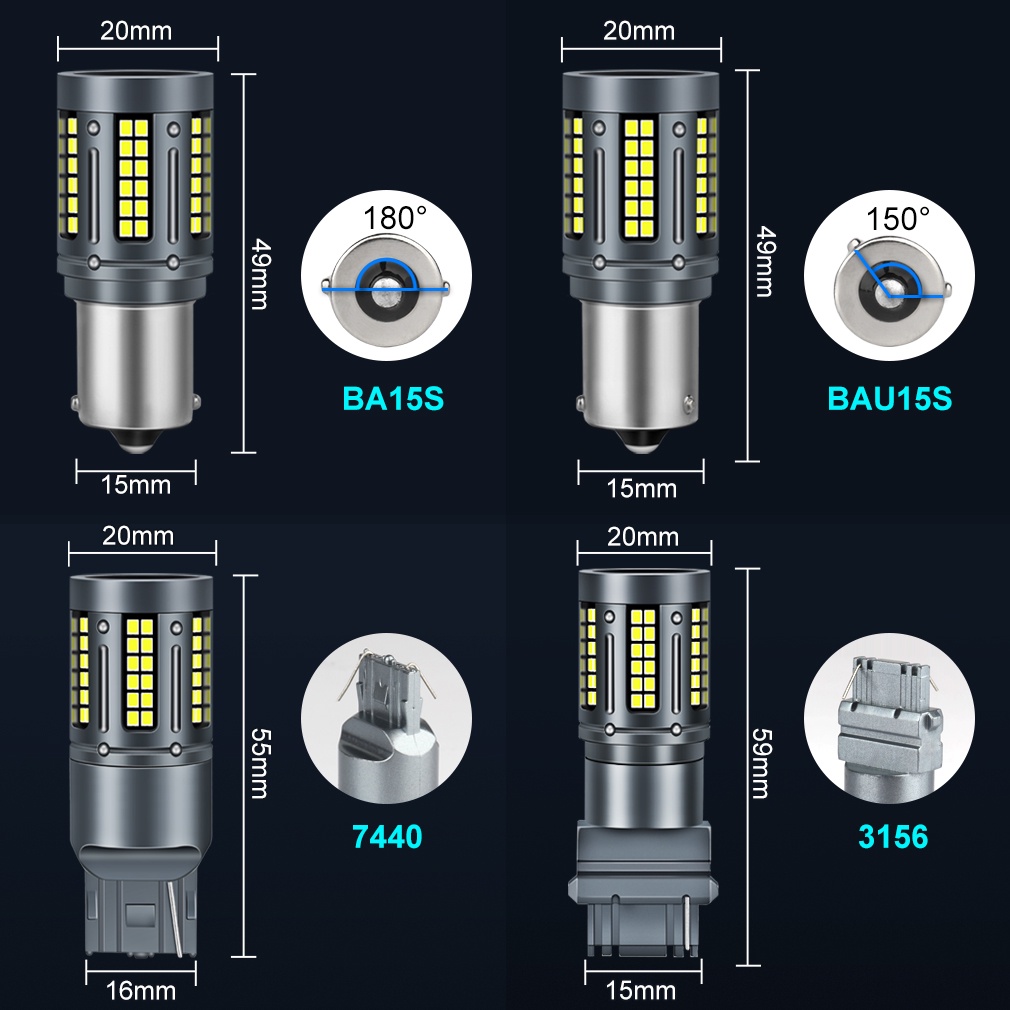 100pcs Lampu Bohlam Led Canbus 50W PY21W P21W 1156 BA15S BAU15S T20 7440 W21W T25 3156 12V Untuk Rem / Sein Mobil