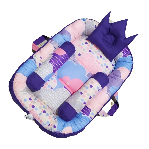 Babynest Kelambu Motif Awan Ungu Mix Purple Kasur Bayi Kelambu 1 Set Lengkap Termurah Berkualitas