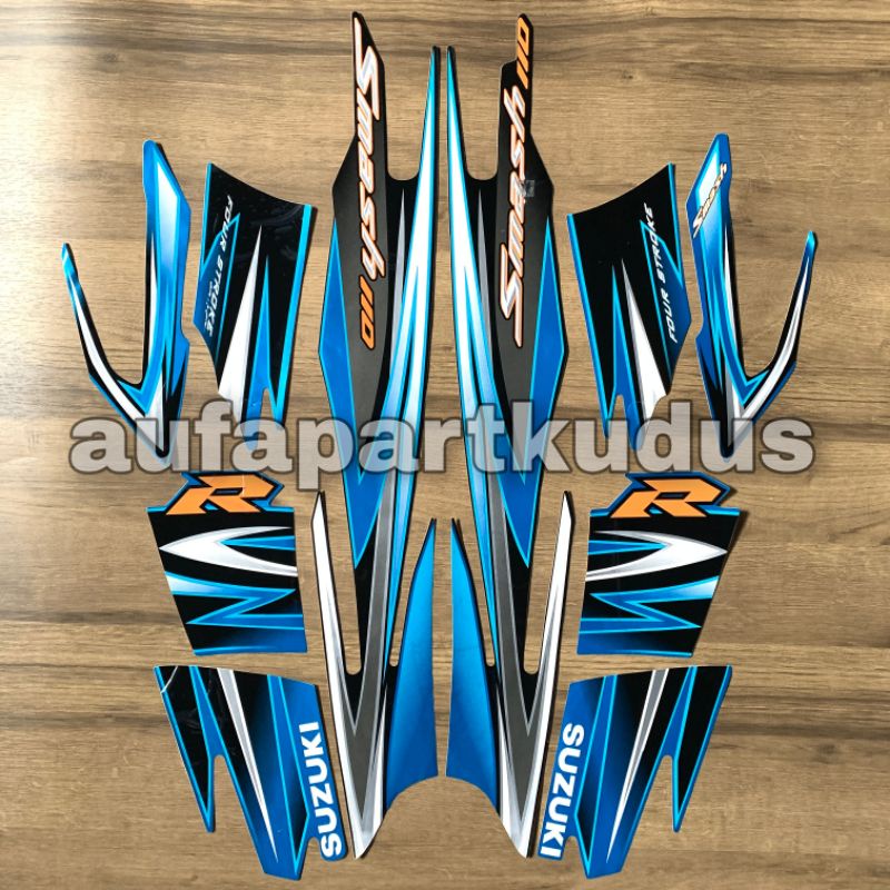 Stripping strip stiker sticker lis polet body Suzuki Smash 2009 Hitam Biru striping les suzuki smash