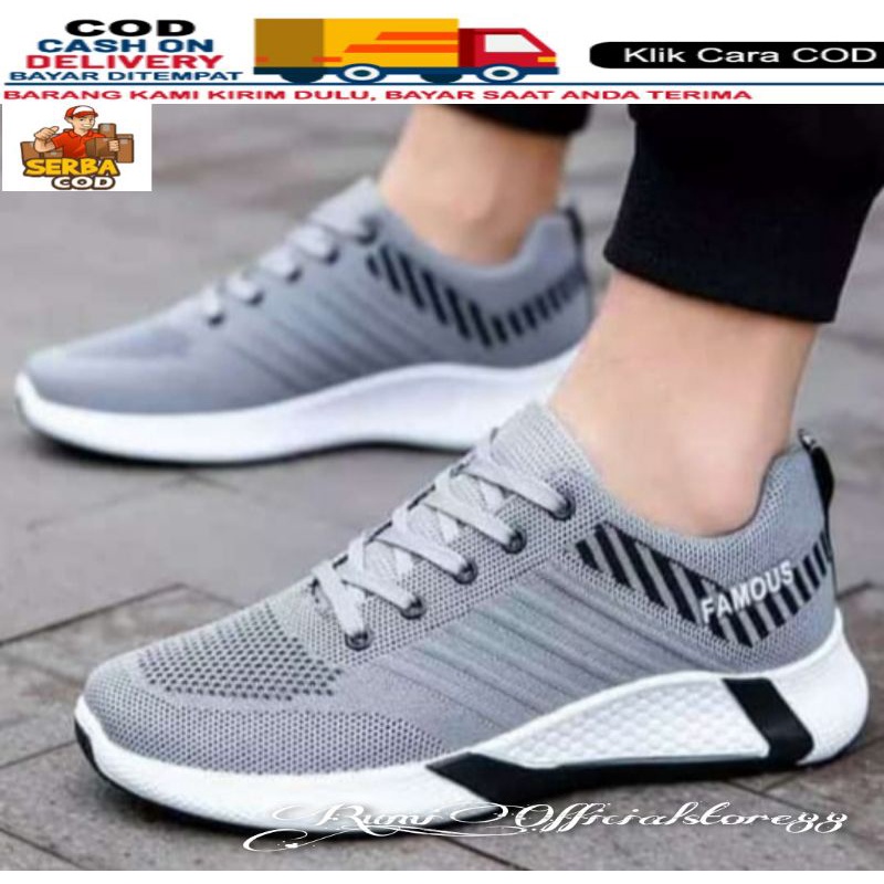 Sepatu pria fashion sneakers tali kekinian bisa Cod Famous style