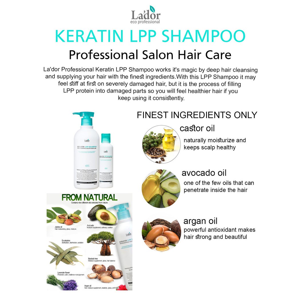 LADOR Keratin LPP Shampoo - Shampo Perawatan Pelembab Pelembut Rambut Rusak Kering Bercabang