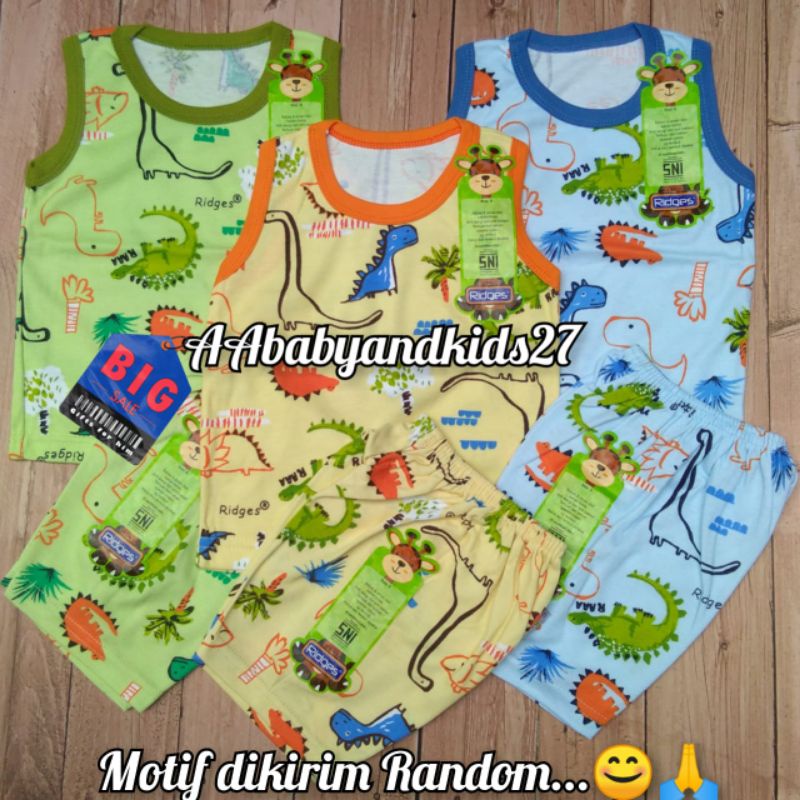 PRODUK TERBARU!!! 3Pasang Setelan Bayi Ridges Dino Parasut Ukuran S M L XL SNI Berkualitas