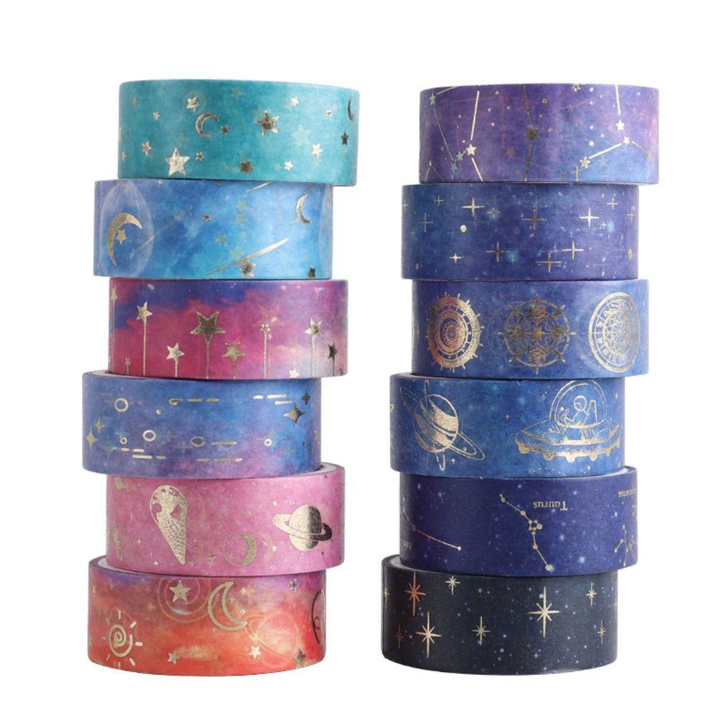 Nanas 12Roll/Set Washi Tape Sastra Merry Christmas Scrapbooking Starry Sky Series Little Fresh INS DIY Bahan