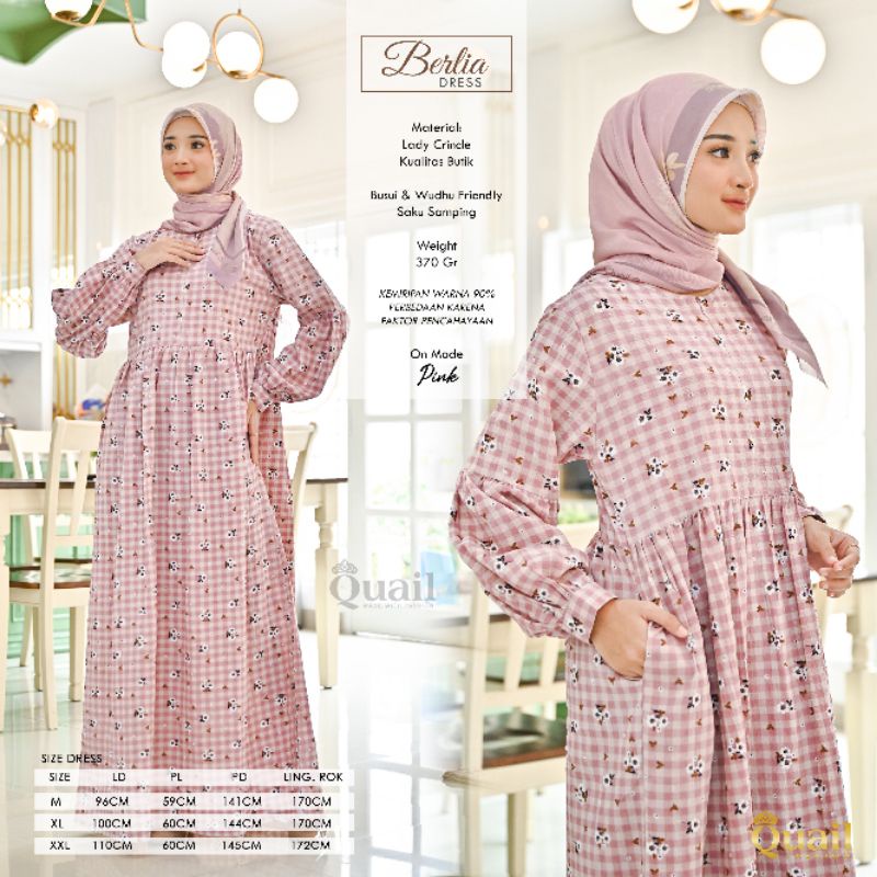 Dress Gamis Wanita Muslim Crinkle Original Quail Hijab BERLIA