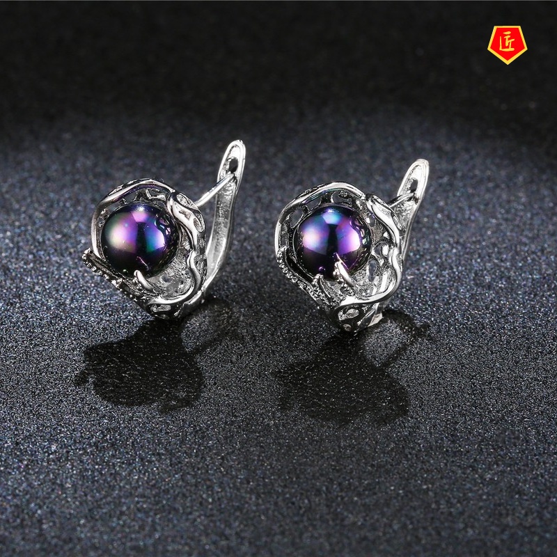 [Ready Stock]925 Silver New Cute Fashion Colorful Pearl Earrings