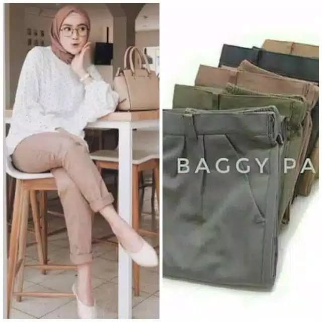 Celana Wanita //Celana Kerja Wanita // Baggy Pants// - Hitam, L