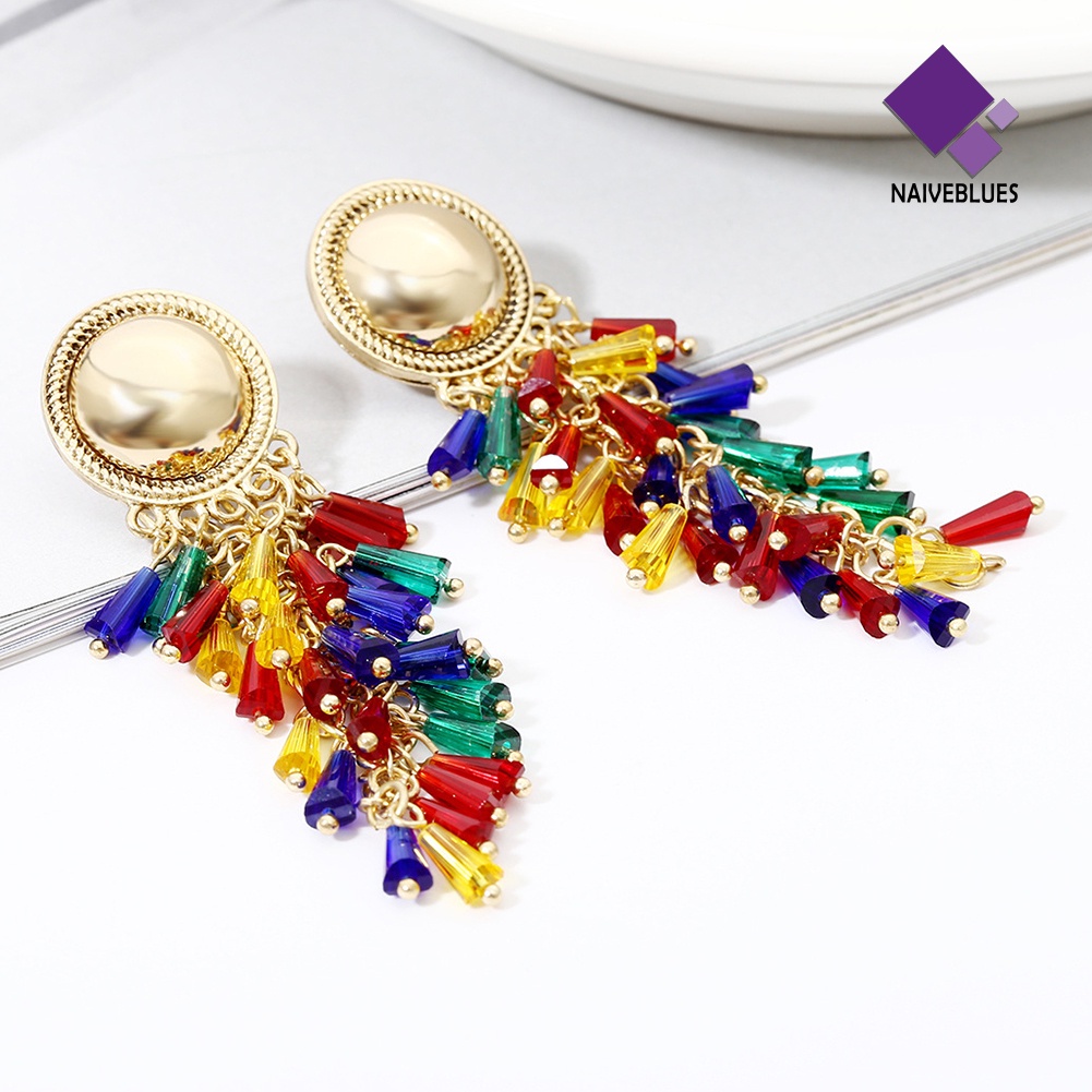 Anting Stud Drop Bahan Alloy Warna-Warni Untuk Wanita