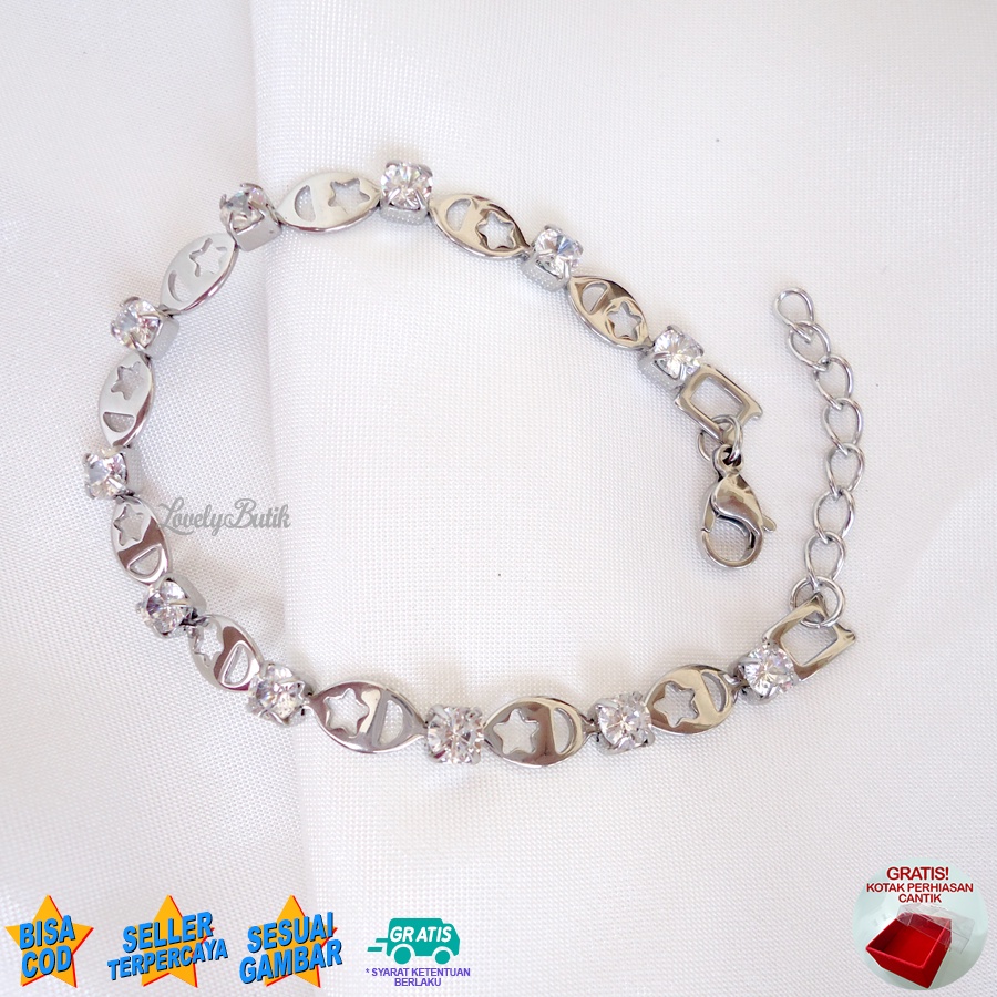 Lovelybutik - Gelang Tangan Titanium Asli Anti Karat dan Luntur Dahli4 Gelang Titanium Wanita Model Terbaru BONUS KOTAK PERHIASAN