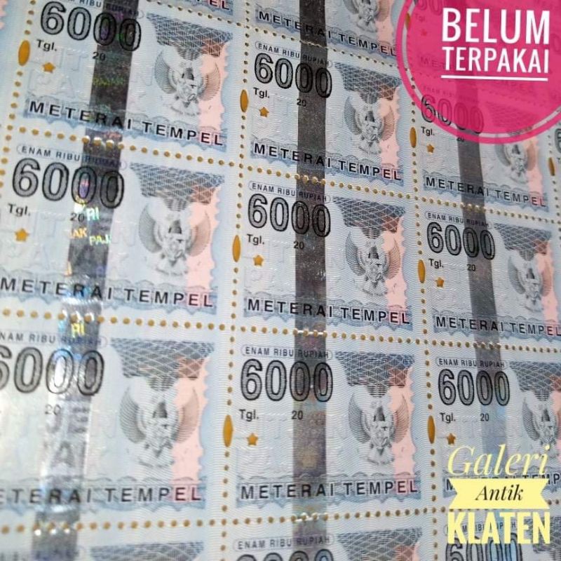 

1pcs Materai Tempel Rp 6000 Rupiah tahun 2005,2006,2007,2008,2009,2010 matrai Lama meterai 6.000