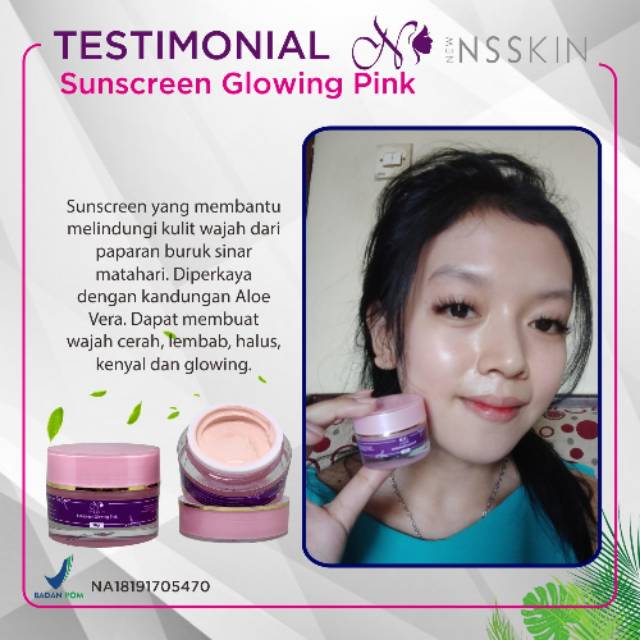 Suncreen glowing pink Ns skincare