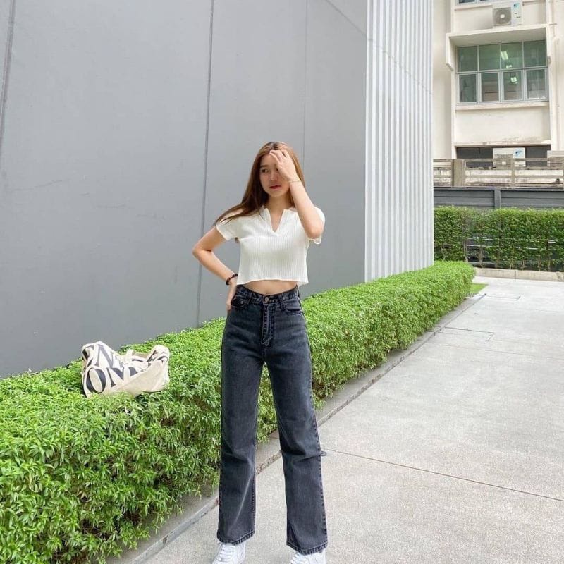 Korean New Women's Loose Highwaist / Highwaist Kulot Jeans Wanita Loose-7