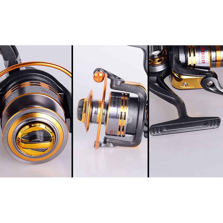 Gulungan Pancing DB6000A OMTHB2GD Metal Fishing Spin Reel 10 Ball Bearing - Golden