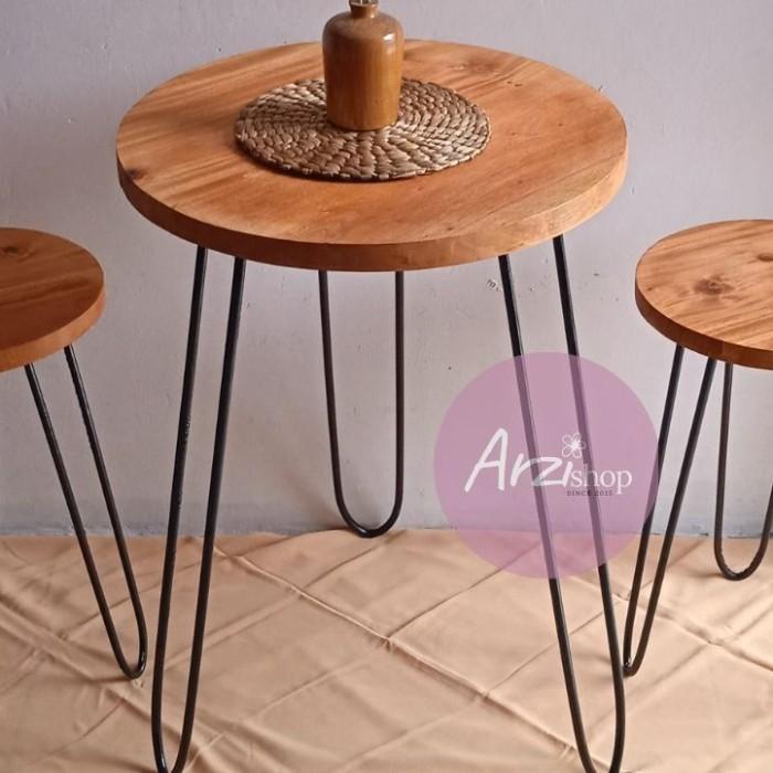 Meja 1Meja 2Kursi Kayu Besi/1Set Meja Kursi Teras/Meja Cafe/Kursi Cafe