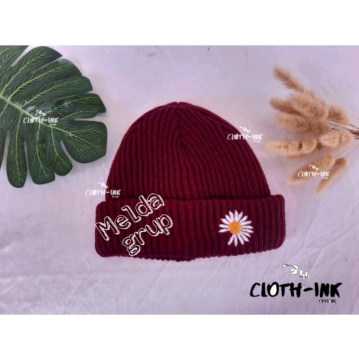 Topi Kupluk Beanie hat Bordir BUnga Daisy Pria Wanita
