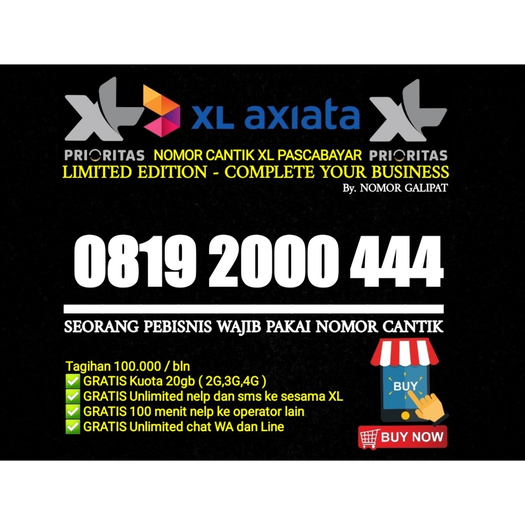 NOMOR CANTIK XL-AXIATA PRIORITAS PASCABAYAR 11 DIGIT DOUBLE TRIPLE 0819 2000 444
