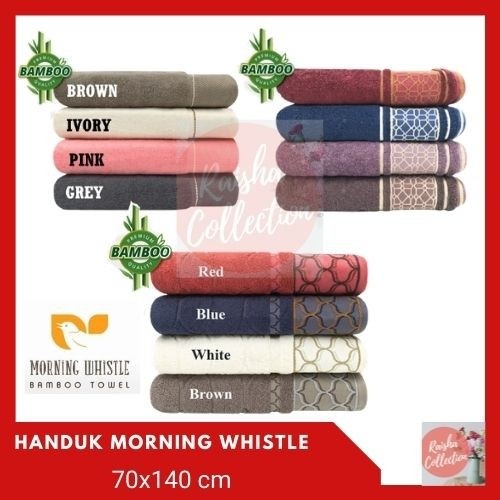 Rc Handuk Mandi Terry Palmer Morning Whistle  Serat Bamboo Jumbo Ukuran 70x140cm