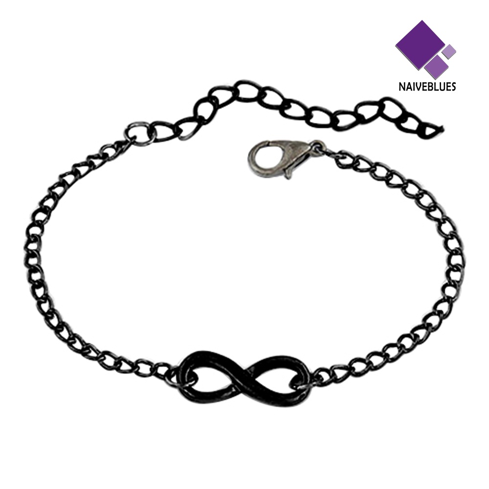 Naiveblue &gt; Gelang Tangan Rantai Adjustable Motif Infinity Bahan Metal Gaya Punk Untuk Wanita