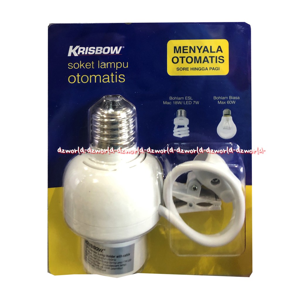 Krisbow Soket Lampu Otomatis Menyala Tempat Lampu Holder With With Cable E27 Fitting Lampu