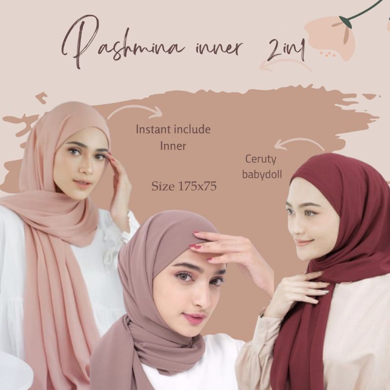 Jilbab Pasmina TALI INER Hijab Iner Model Terbaru Terlaris - Hijab Iner Tali Belakang Pasmina - Pasm