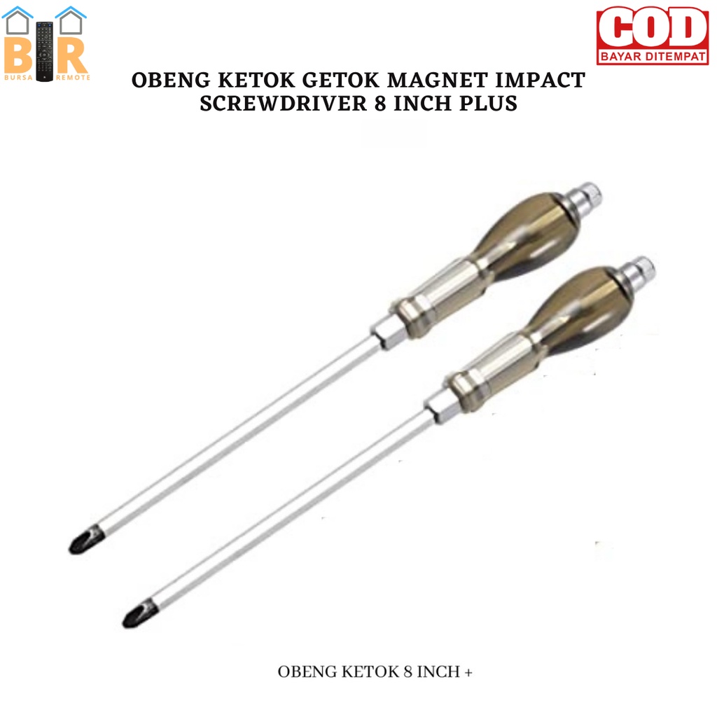 Obeng Ketok Getok Impact Magnet Screwdriver Ukuran 8 INCH Plus Minus