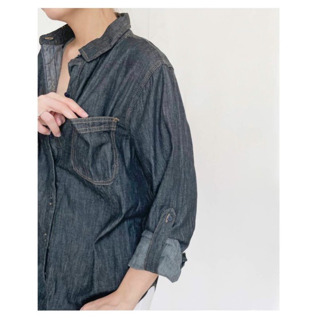 Isuga Jeans dark denim button roll sleeve shirt