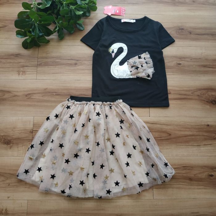 [Brandedbaby] SETELAN ANAK PEREMPUAN IMPORT/ CASUAL SET ANAK PEREMPUAN SWAN/ ROK TUTU ANAK PEREMPUAN