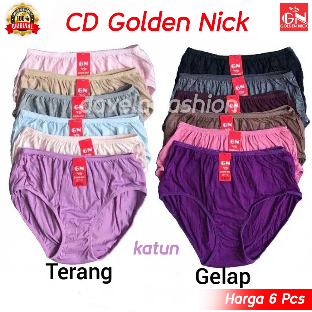 6 PCS CD Celana Dalam Wanita Golden Nick 939 Gelap &amp; 937 Terang