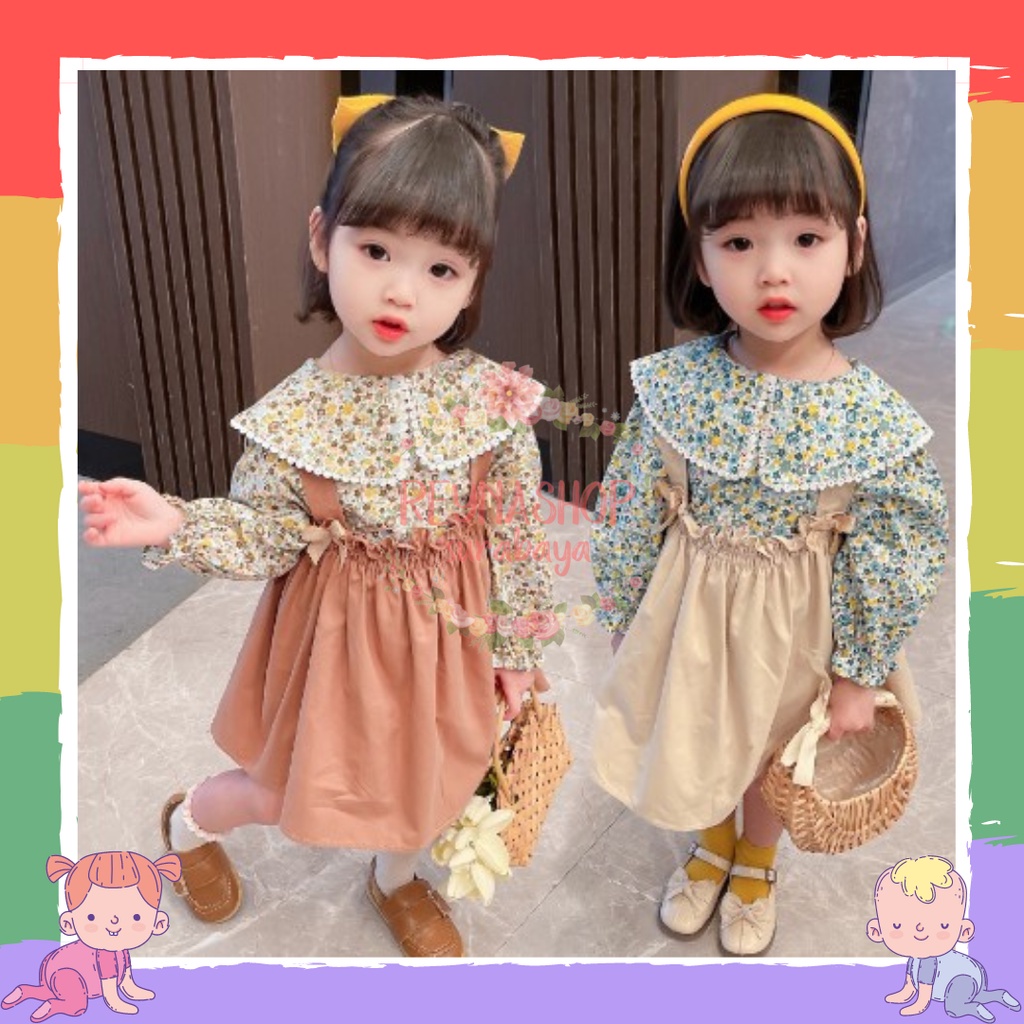 (FX) Dress anak perempuan Motif bunga Fashion Anak Impor