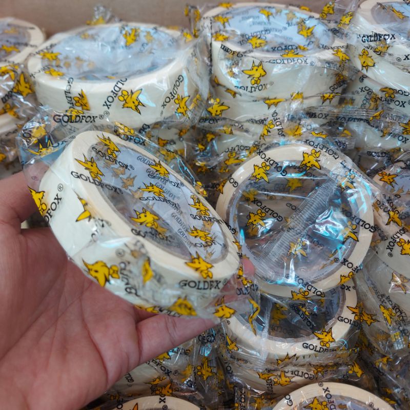 GOLDFOX LAKBAN ISOLASI KERTAS MASKING TAPE KUALITAS EXPORT 24mm x 20m