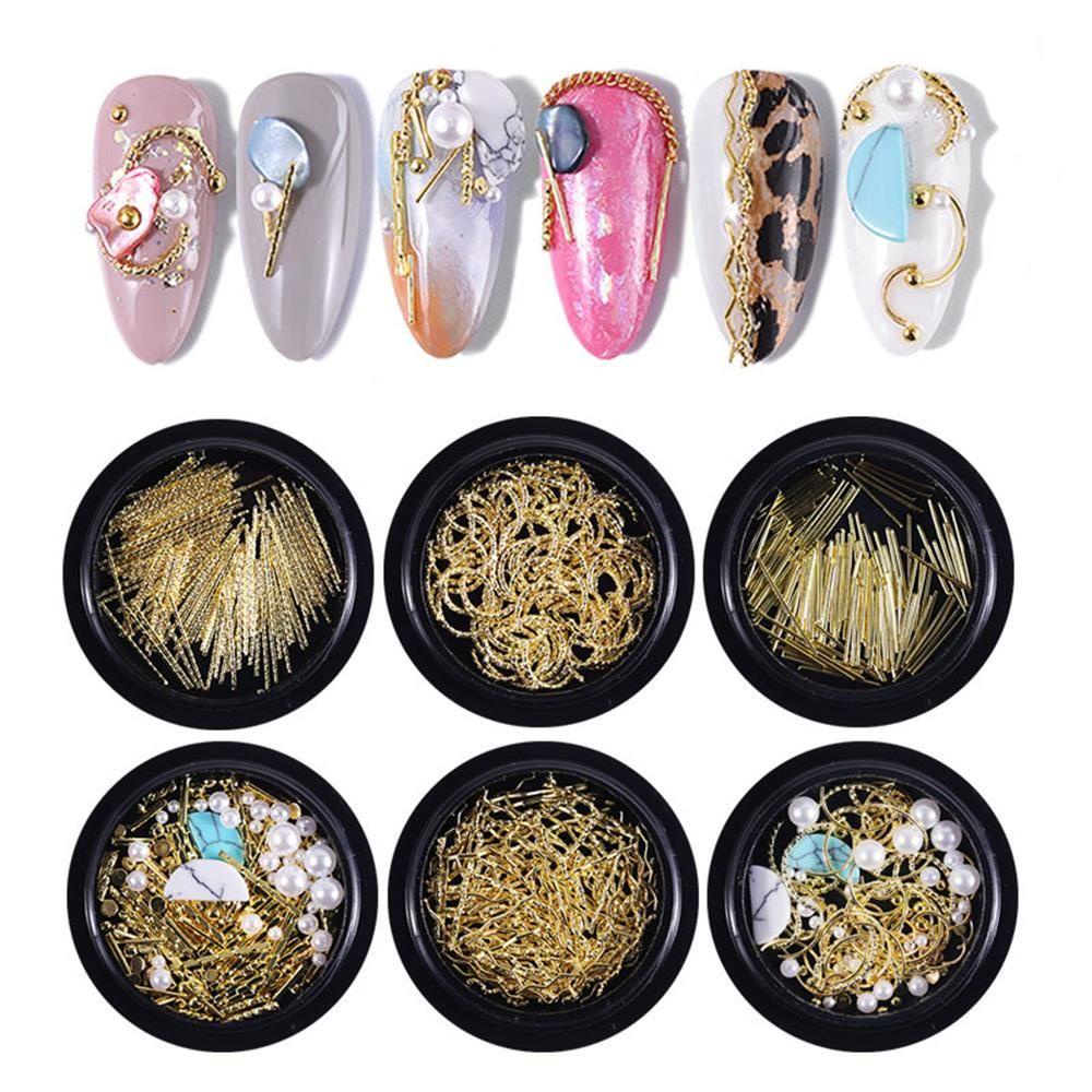 Wonder Alloy Dekorasi Manicure Tools Tips Logam Rivet Bentuk Campur Glitter Sequin