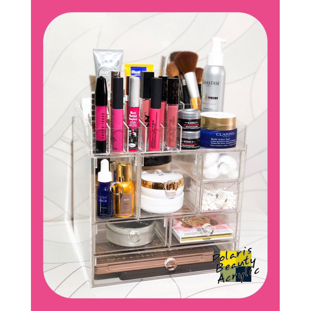 RAK KOSMETIK ACRYLIC-TEMPAT MAKEUP AKRILIK-BEAUTY CASE AKRILIK-LUXE