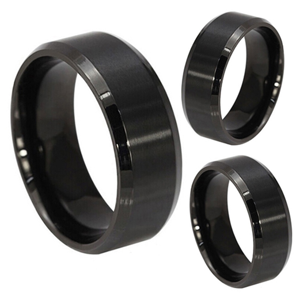 Hu Hu Hu Hu Hu Alat Bantu Pasang Kacamata♡ Cincin Bahan Titanium Steel Warna Hitam Ukuran 8MM Untuk Pria