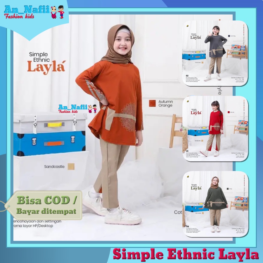 Kaos Setelan Anak Perempuan Umur 5 - 12 Tahun Simple Ethnic Layla Baju Anak Perempuan Setelan 5 Tahun 6 Tahun 8 Tahun 10 Tahun 12 Tahun Murah Kekinian