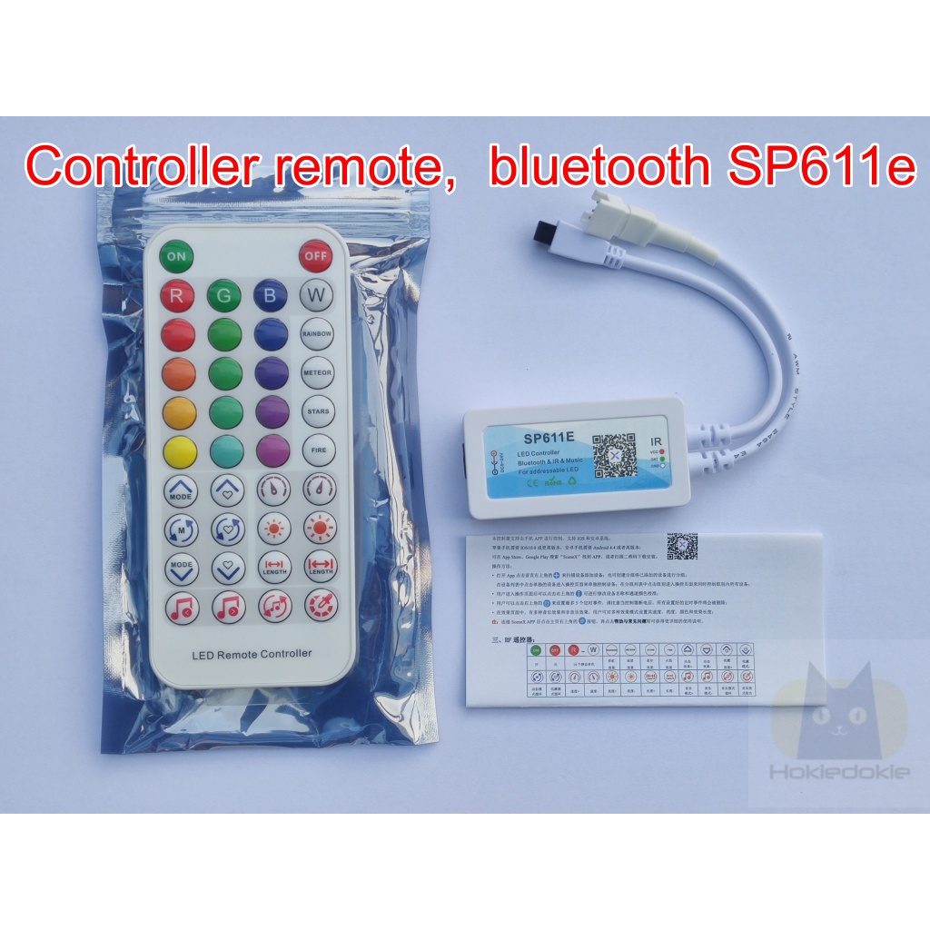 Controller musik SP611e, remote bluetooth dan musik untuk led WS2811 dan WS2812b