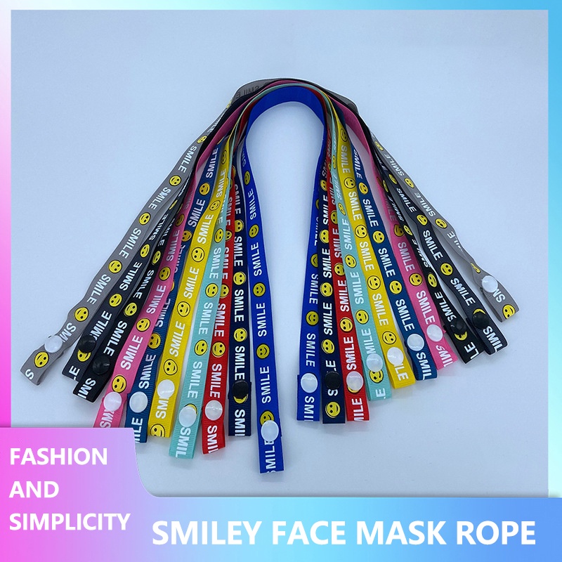 Masker wajah lanyard senyum masker wajah lanyard adjustable unmarked lanyard -PD