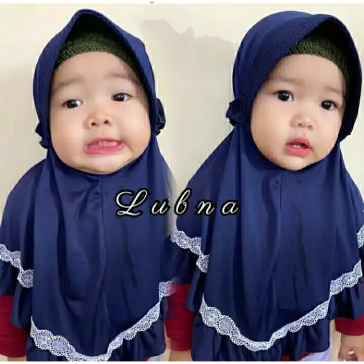 Jilbab Anak LUBNA Tali Rempel 0 - 3 Tahun Allsize Hijab Anak Lucu