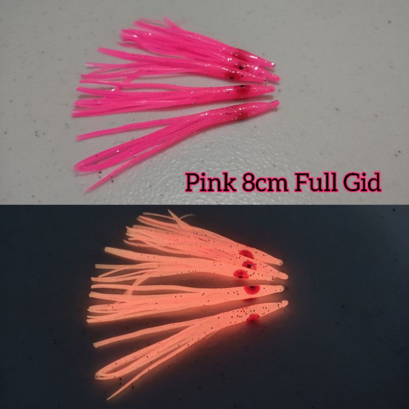 Squid Jarum Warna Pink Rubber Full Gid 8cm